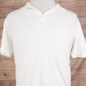 Murano Polo Shirt Mens L White 100% Cotton Collared Short Sleeve Liquid Luxury